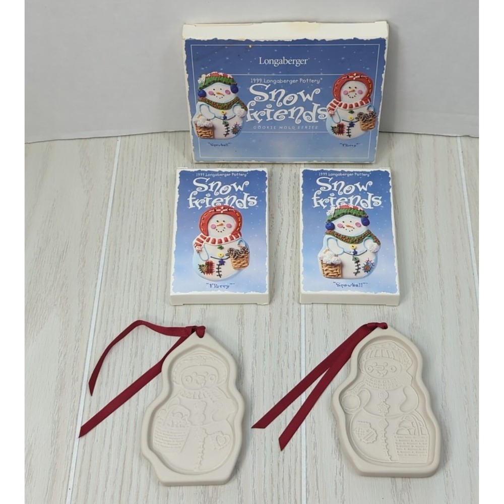 Longaberger Snow Friends Christmas Winter Cookie Molds snowmen set‎ UNUSED
